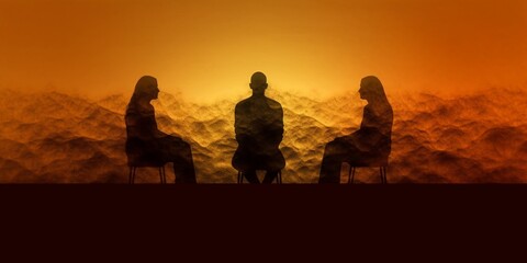 Silhouette of two people mental health, AI Generated