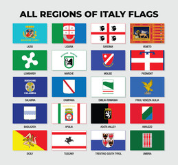 Italy Regions or States Flags Collection Design Template. Regions or States Flag of Italy