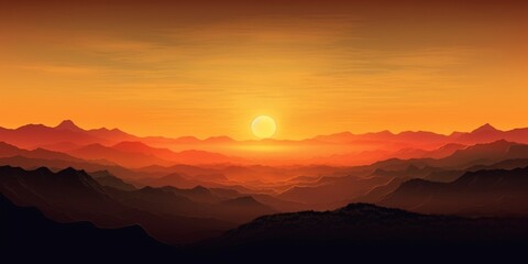 Obraz premium Mountain sunset sky silhouette blurred background, AI Generated