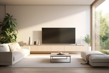 Obraz na płótnie Canvas Modern living room interior with stylish comfortable sofa,Generative AI
