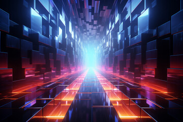 Modern digital abstract futuristic 3D background. Geometric figures in space. Generative AI