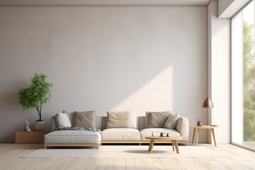 Fototapeta na wymiar Modern living room interior design and concrete texture wall background,Generative AI