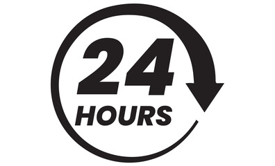 24 Hours icon on transparent background
