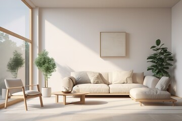 Fototapeta na wymiar Modern living room interior design and concrete texture wall background,Generative AI