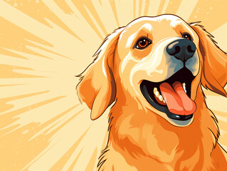 Happy Golden Retriever Dog background - ai generative
