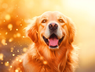 Happy Golden Retriever Dog background - ai generative