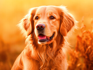 Happy Golden Retriever Dog background - ai generative