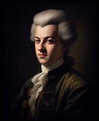 A realistic portrait of Wolfgang Amadeus Mozart - obrazy, fototapety, plakaty