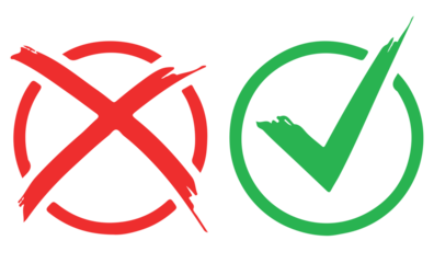 yes and no - tick and cross on transparent background 