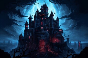 Generative Ai. Game landscape with a castle
