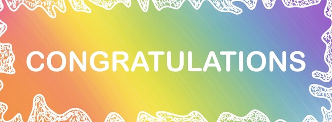 Congratulations Colorful Muted Gradient Scribble Border Text Banner