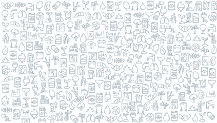 eco doodle line icon background. environmental pollution doodle line icon background