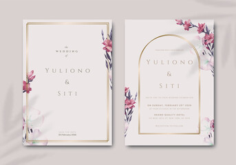 elegant wedding invitation with flower watercolor premium vector