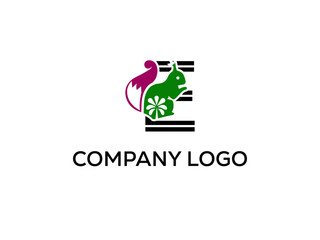 Obraz premium E letter Modern abstract Creative digital animal logo. vector illustration logo. modern style logo in shape a template Mode flat.