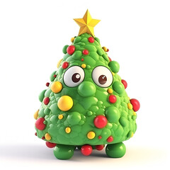 Christmas fir on a white background. cartoon character