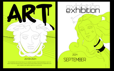Art posters for the exhibition of painting and sculpture. Vector abstract modern illustrations for creative festivals and events