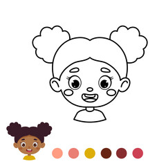 Cute and funny coloring page outline of a cartoon girl. Coloring book for kids. Educational activity for preschool years kids and toddlers. Vector stock illustration