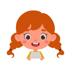 Cute little kid girl. Template for children design. Cartoon schoolgirl character. Vector illustration