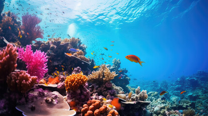 Naklejka na ściany i meble Immersing in the Vibrancy of a Flourishing Coral Reef