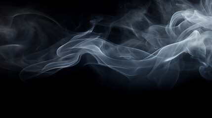 Smoke or fog texture on solid black background for overlay 