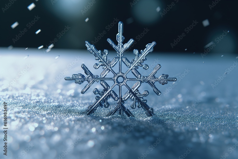 Poster snowflake close up. generated by ai.