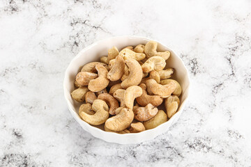 Cashew nuts heap in the bowl