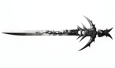 weapon knife, white background, black and white, style in illustration