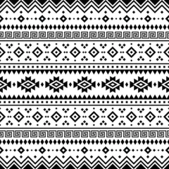 Fototapete Boho-Stil Aztec tribal geometric vector background in black and white. Seamless stripe pattern. Traditional ornament ethnic style. Design for textile, fabric, clothing, curtain, rug, ornament, wrapping.