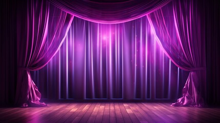 A stage draped with a captivating curtain bright lights, creating an enchanting backdrop for the presentation, Generative Ai - obrazy, fototapety, plakaty