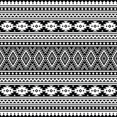 Tribal seamless pattern. Vector illustration border style. Black and white colors. Ethnic geometric art print design for textile template, fabric, clothing, curtain, rug, ornament, background.