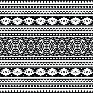 Tribal seamless pattern. Vector illustration border style. Black and white colors. Ethnic geometric art print design for textile template, fabric, clothing, curtain, rug, ornament, background.