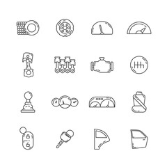 Auto parts line icon set. car service line icon set.