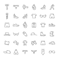 Clothes line icon set. Fashion Clothes line icons