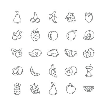 Fruit line icon set with mango