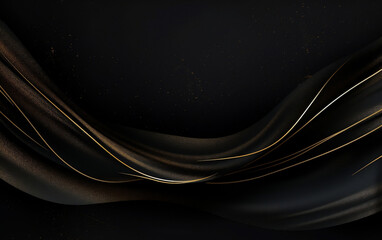 Black background with soft texture decorated with Shiny golden lines. black gold luxury background