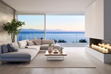 Obraz na płótnie Canvas Interior of modern living room panorama 3d rendering,Generative AI