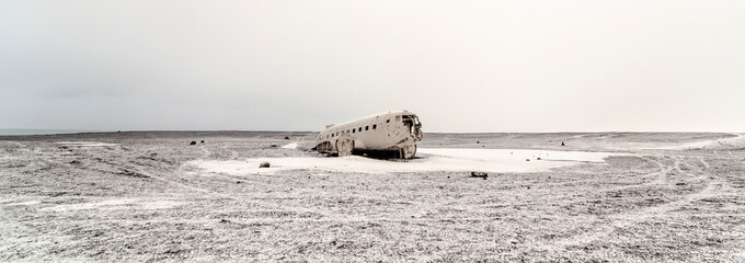 DC 3 abandoned on Black Beach,Vik I Myrdal, Iceland, Northern Europe, Europe