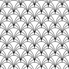 Art deco seamless pattern. Repeating abstract geometric background. Modern geometry lattice. Repeated elegant flower graphic. Gingko florals trellis. Feathers design prints. Vector illustration