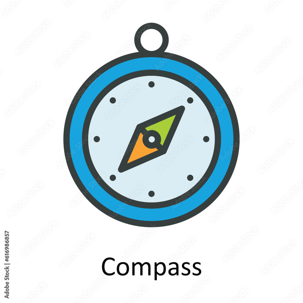 Poster compass vector fill outline icon design illustration. shipping and delivery symbol on white backgrou