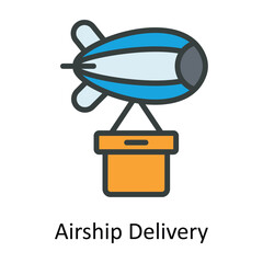 Airship Delivery  Vector   Fill outline Icon Design illustration. Shipping and delivery Symbol on White background EPS 10 File