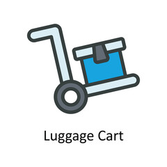 Luggage Cart Vector   Fill outline Icon Design illustration. Shipping and delivery Symbol on White background EPS 10 File