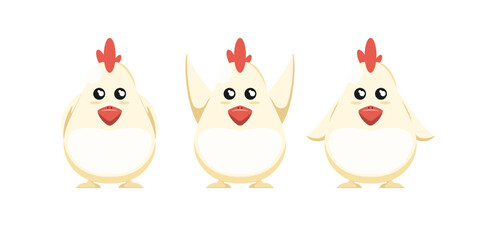 Cartoon doll chicken for kids on isolated background, Vector illustration.