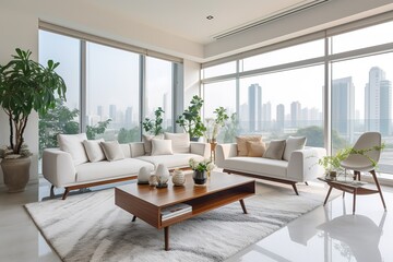 Fototapeta na wymiar Modern loft living room interior,Generative AI