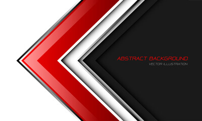 Abstract red glossy silver arrow direction  geometric on white dark grey blank space design modern luxury futuristic background vector