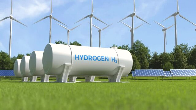 Hydrogen storage with solar panels and wind turbines, Green alternative energy