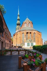 Fototapeta na wymiar View of old ancient of St Peter Church in Riga, Latvia.