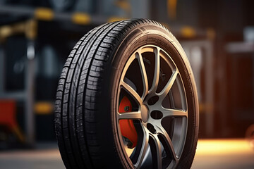 Car tire closeup. Generative Ai image