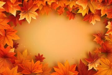 Naklejka na ściany i meble Autumn leaves. Background with copy space. AI generative.