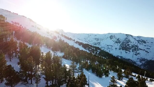 Ski slope filmed with a drone, Bonascre France