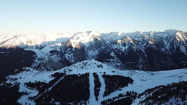 French pyrenees filmed with a drone during winter